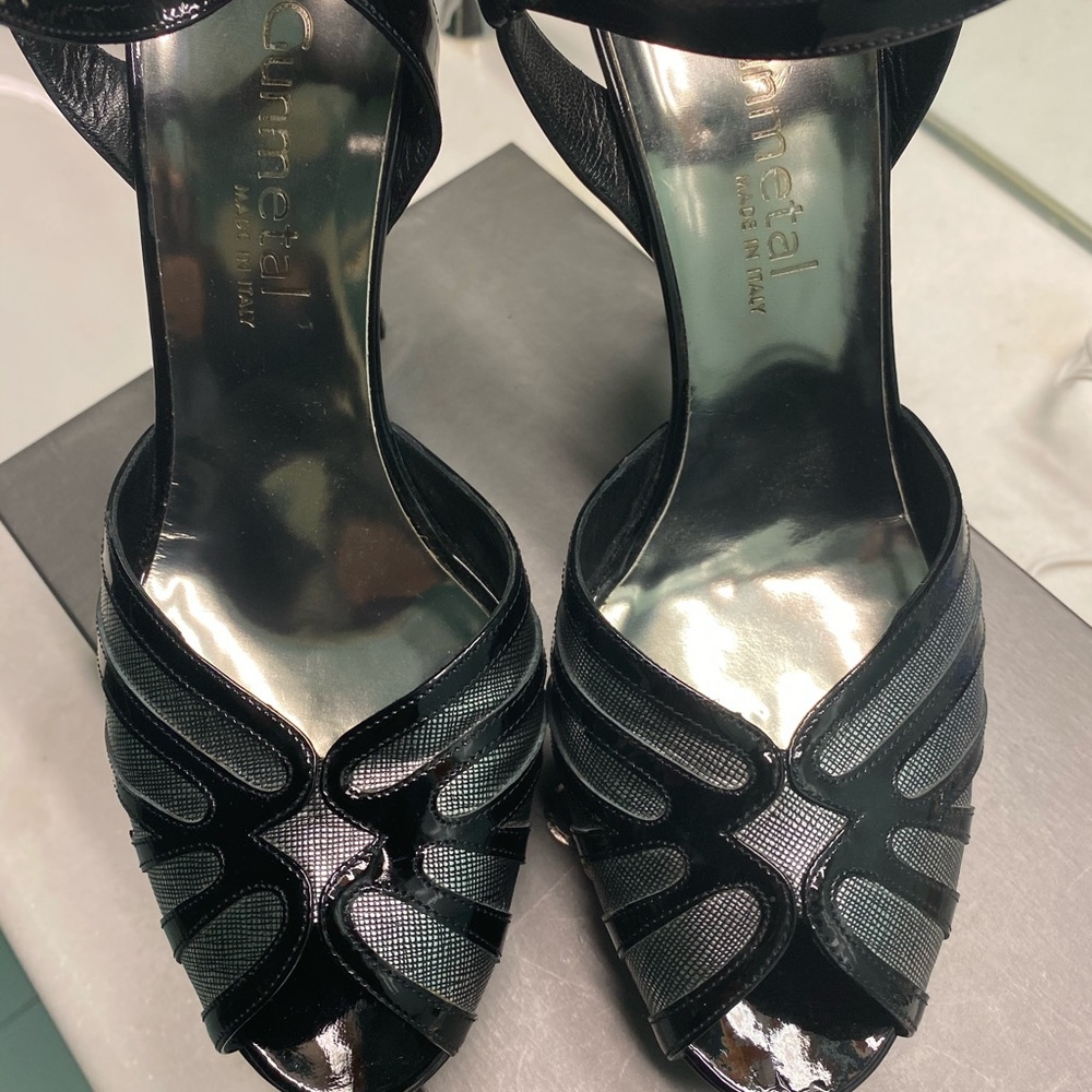 Gunmetal slingbacks